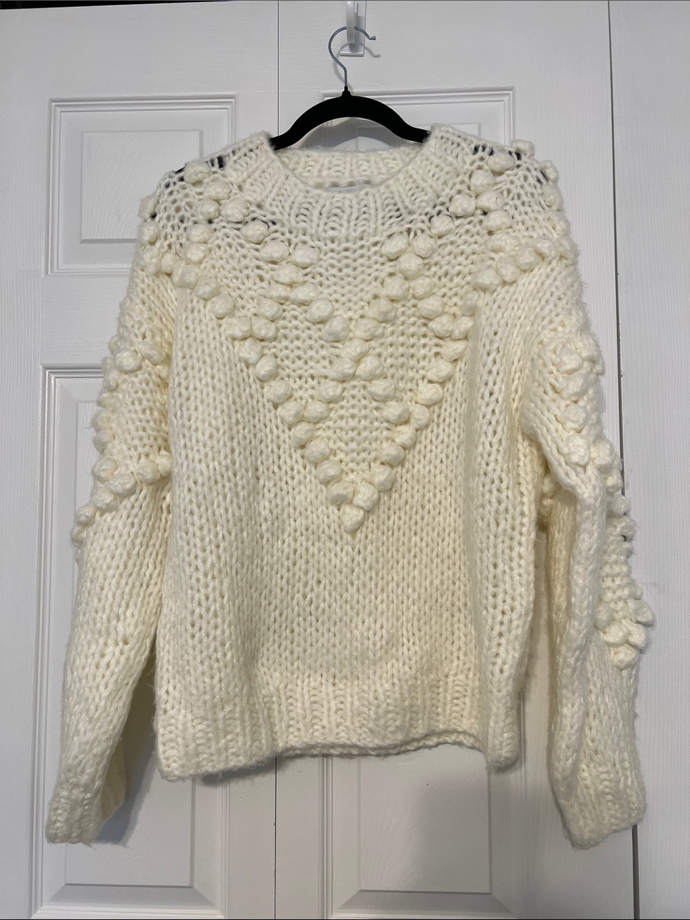 Petal & Pup Cream Bobble-Detail Chunky Knit Sweater